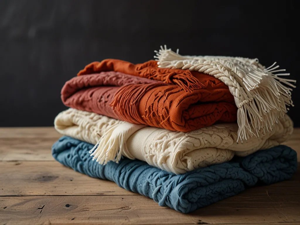 Luxurious throw blankets in soft wool and cotton blends