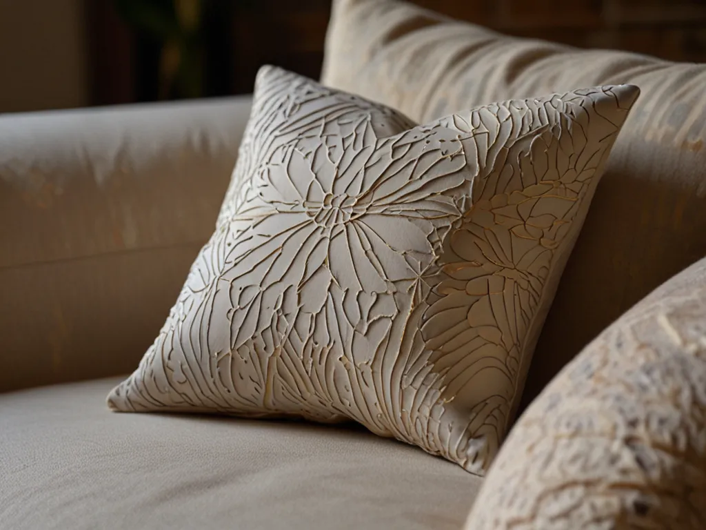 Decorative throw pillows with organic patterns